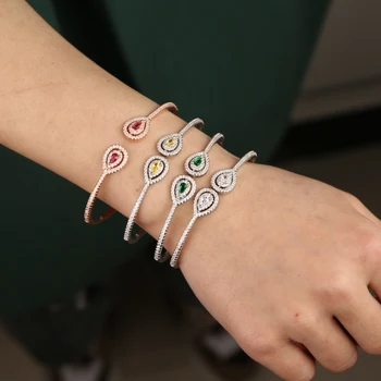 Elegant CZ tear drop Charms Bracelets & Bangles for Women Rose Gold silver Color Wedding Party Bangles Jewelry pulseira feminina
Elegant CZ tear drop Charms Bracelets & Bangles for Women Rose Gold silver Color Wedding Party Bangles Jewelry pulseira feminina