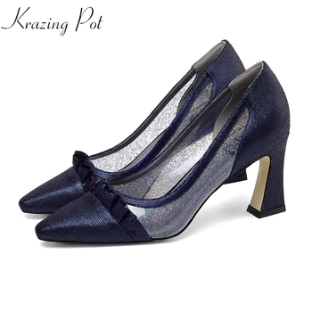 Krazing Pot 2019 sheep leather nightclub sexy ruffles crystal shoes bling shiny high heel slip on luxury women dowager pumps L21
Krazing Pot 2019 sheep leather nightclub sexy ruffles crystal shoes bling shiny high heel slip on luxury women dowager pumps L21