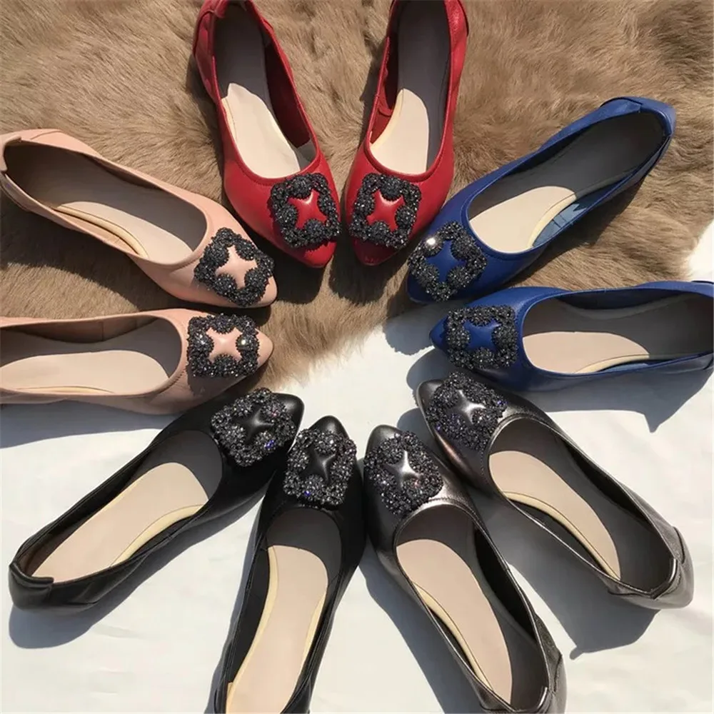 Chuezy Genuine Leather Women Flat Ballet Shoes Bling Crystal Pointed Toe Flats Shoes Elegant Lady Shoes Wedding Flats Shoes
Chuezy Genuine Leather Women Flat Ballet Shoes Bling Crystal Pointed Toe Flats Shoes Elegant Lady Shoes Wedding Flats Shoes