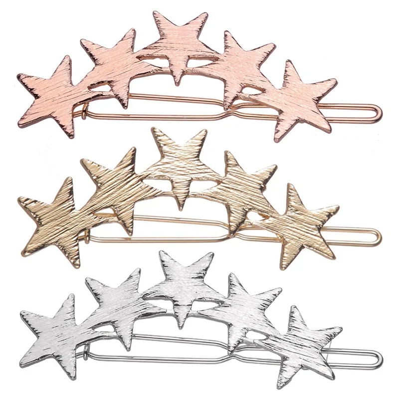 Фото 1PC New Fashion Alloy Stars Barrettes Women Vintage Clips Silver Gold Hairpins Hairgrips Hair Accessories For Lady Girls | Украшения и
