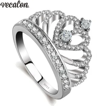 Vecalon 2018 Lovers Crown ring ring for women