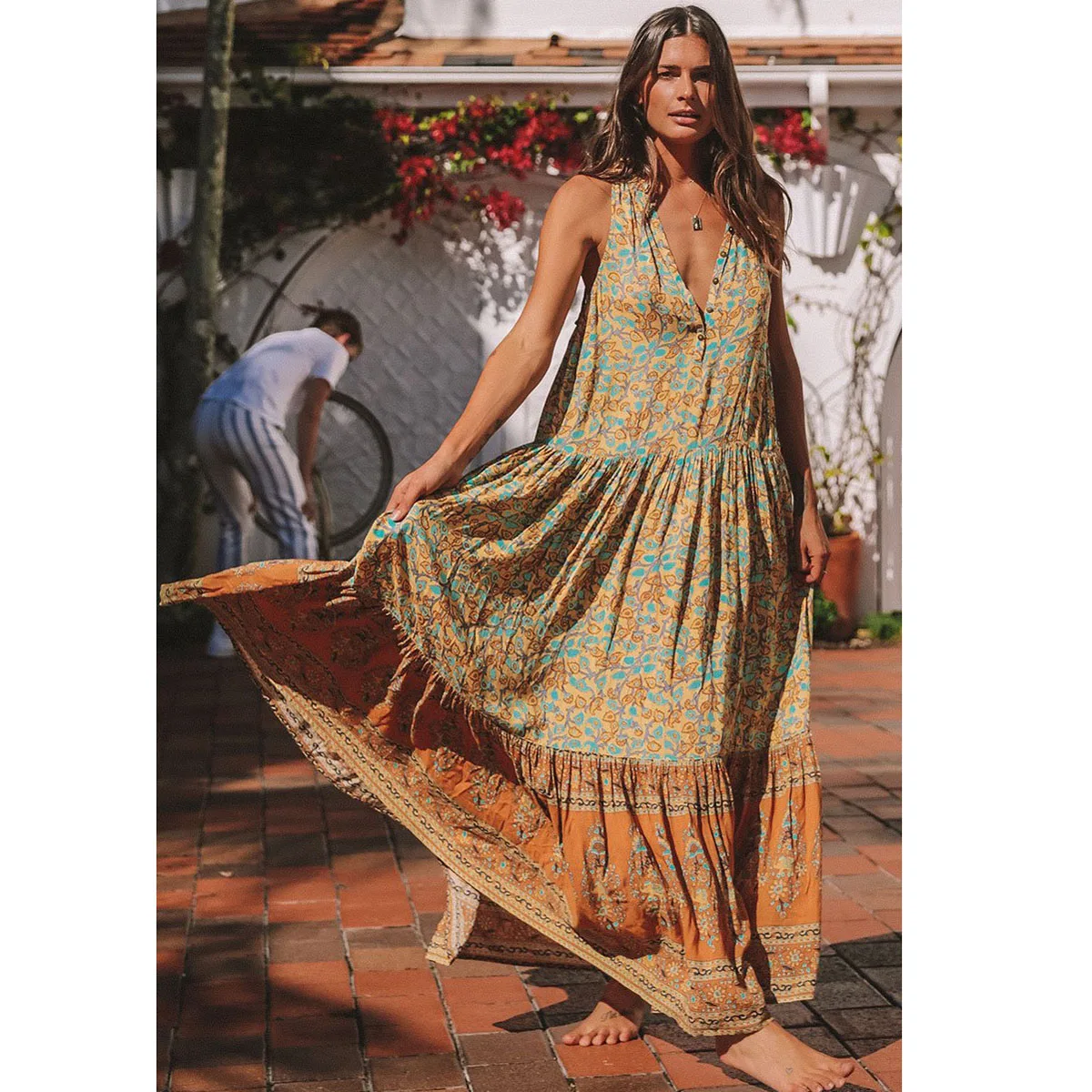 Delirium Smock Print Long Dress Women 2018 Summer Autumn Sexy Sleeveless V-Neck Maxi Dress Ladies Gypsy Boho Hippie Beach Dress
Delirium Smock Print Long Dress Women 2018 Summer Autumn Sexy Sleeveless V-Neck Maxi Dress Ladies Gypsy Boho Hippie Beach Dress