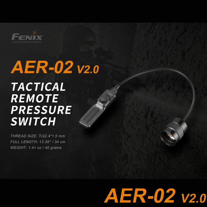 Fenix AER-02 V2.0 Remote Pressure Switch for Fenix Tactical Flashlight FD41/ TK09/ TK15UE/ TK22/ UC35/ PD35 V2.0/ PD35TAC
Fenix AER-02 V2.0 Remote Pressure Switch for Fenix Tactical Flashlight FD41/ TK09/ TK15UE/ TK22/ UC35/ PD35 V2.0/ PD35TAC