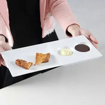 Rectangle Porcelain Dinner Plate with Sauce Divisions Ceramic Assorted Serving Dish Tableware Supplies for Dessert and Chips
Rectangle Porcelain Dinner Plate with Sauce Divisions Ceramic Assorted Serving Dish Tableware Supplies for Dessert and Chips
