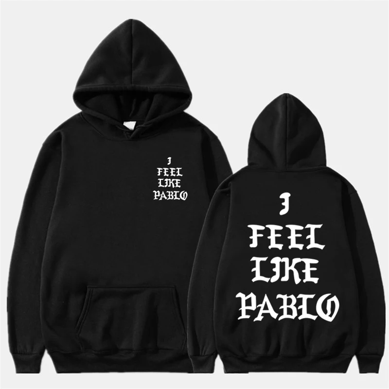 

2019 Spring Kanye West Hoodies I FEEL LIKE PABLO Hooded Sweatshirts Men Hip Hop Lover Streetwear Red Letter Print S-2XL Pullover