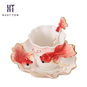Goldfish Coffee Cup Ceramic Creative Mugs Bone China Enamel Porcelain Cup with Saucer and Spoon Coffee Tea Sets
Goldfish Coffee Cup Ceramic Creative Mugs Bone China Enamel Porcelain Cup with Saucer and Spoon Coffee Tea Sets