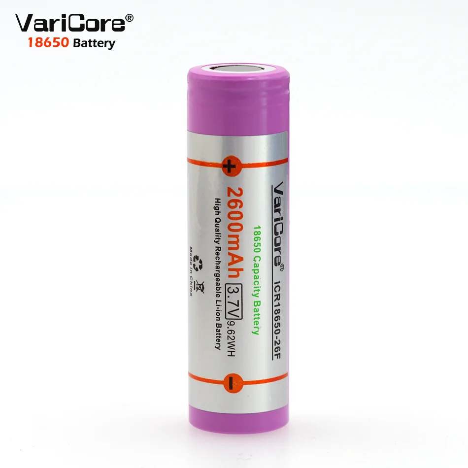 10 unids / lot VariCore 100% New Original 18650 ICR18650-26F 2600mAh 3.7V Li-ion Battery Rechargeable Battery
10 unids / lot VariCore 100% New Original 18650 ICR18650-26F 2600mAh 3.7V Li-ion Battery Rechargeable Battery