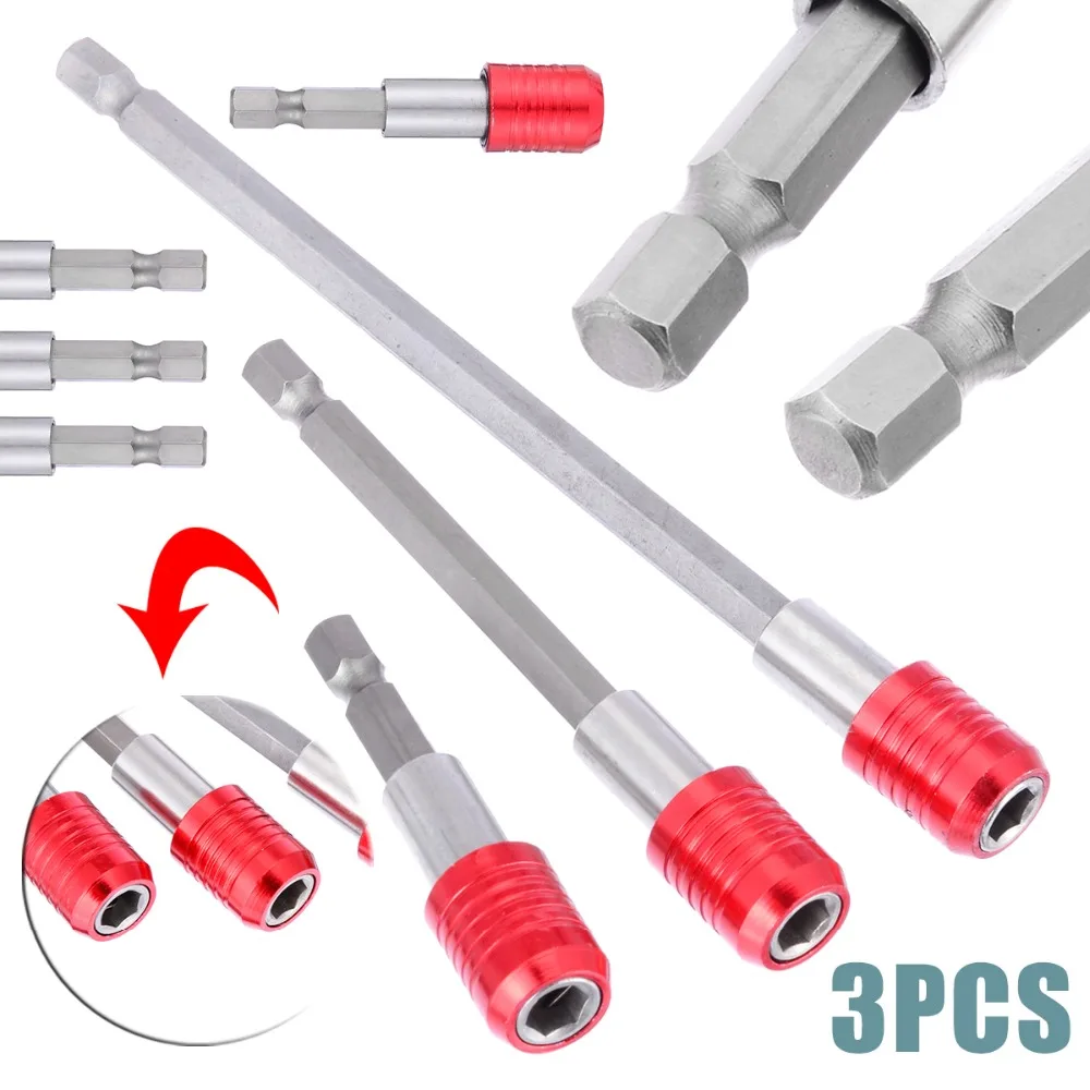 3pcs/lot 1/4" Hex Shank Magnetic Screwdriver Bit Self-locking Extension Bit Holder 60mm/100mm/150mm Red 
3pcs/lot 1/4" Hex Shank Magnetic Screwdriver Bit Self-locking Extension Bit Holder 60mm/100mm/150mm Red