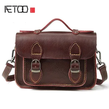 

AETOO New handbags fashion retro leather handbags rose imprint ladies diagonal handbag mini shoulder bag