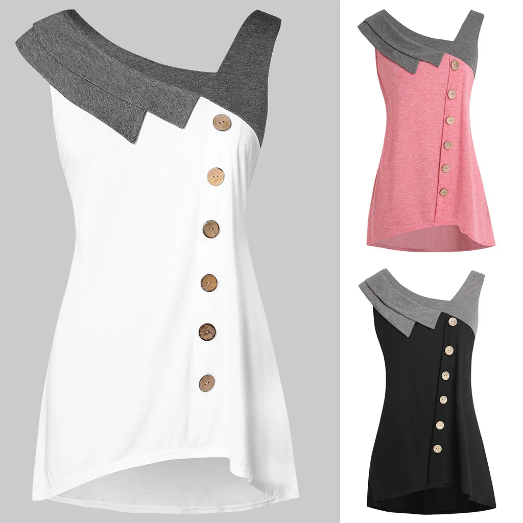 2019 New Tank Tops Women Summer Fashion Plus Size Skew Neck Asymmetric Tank Top Sleeveless Button T-Shirt
2019 New Tank Tops Women Summer Fashion Plus Size Skew Neck Asymmetric Tank Top Sleeveless Button T-Shirt
