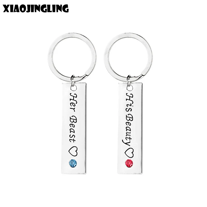 XIAOJINGLING Her Beast His Beauty Couple Keychains Heart Charm Keyring Jewelry Key Holders For Lovers Gifts Women Bags Keychain
XIAOJINGLING Her Beast His Beauty Couple Keychains Heart Charm Keyring Jewelry Key Holders For Lovers Gifts Women Bags Keychain