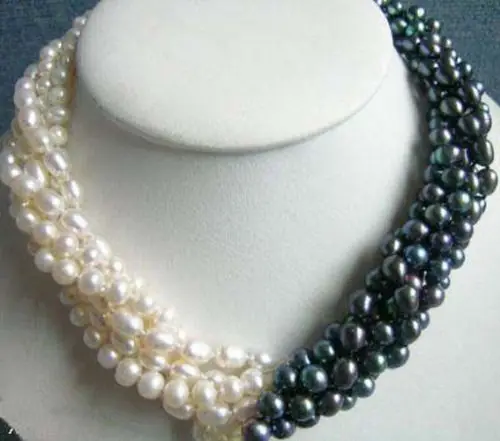 5rows 7-8mm white & black Akoya Cultured Pearl necklace Noble style Natural Fine jewe fast SHIPPING
5rows 7-8mm white & black Akoya Cultured Pearl necklace Noble style Natural Fine jewe fast SHIPPING