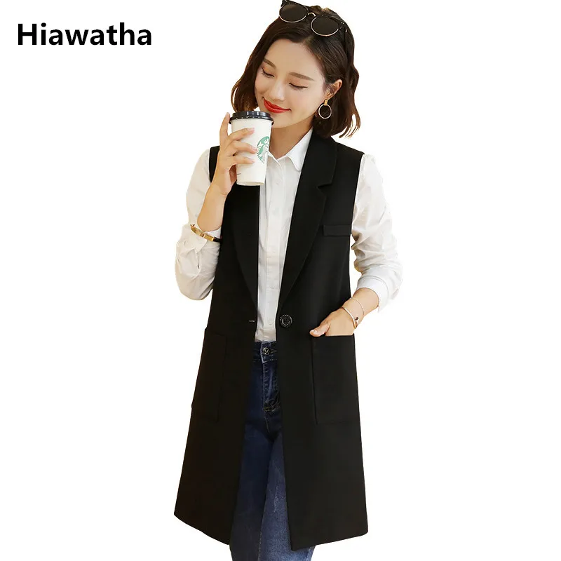 Hiawatha 2018 New Sleeveless Blazer Women Slim Mid-Long Turn-down Collar Coat Casual Plus Size Outerwear have pockets BL001
Hiawatha 2018 New Sleeveless Blazer Women Slim Mid-Long Turn-down Collar Coat Casual Plus Size Outerwear have pockets BL001