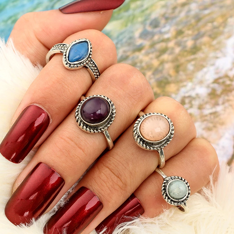 AYAYOO Finger Ring Set Natural Stone Round 4PCS/Set Statement Knuckle Rings For Women Wedding Party Punk Jewelry
AYAYOO Finger Ring Set Natural Stone Round 4PCS/Set Statement Knuckle Rings For Women Wedding Party Punk Jewelry