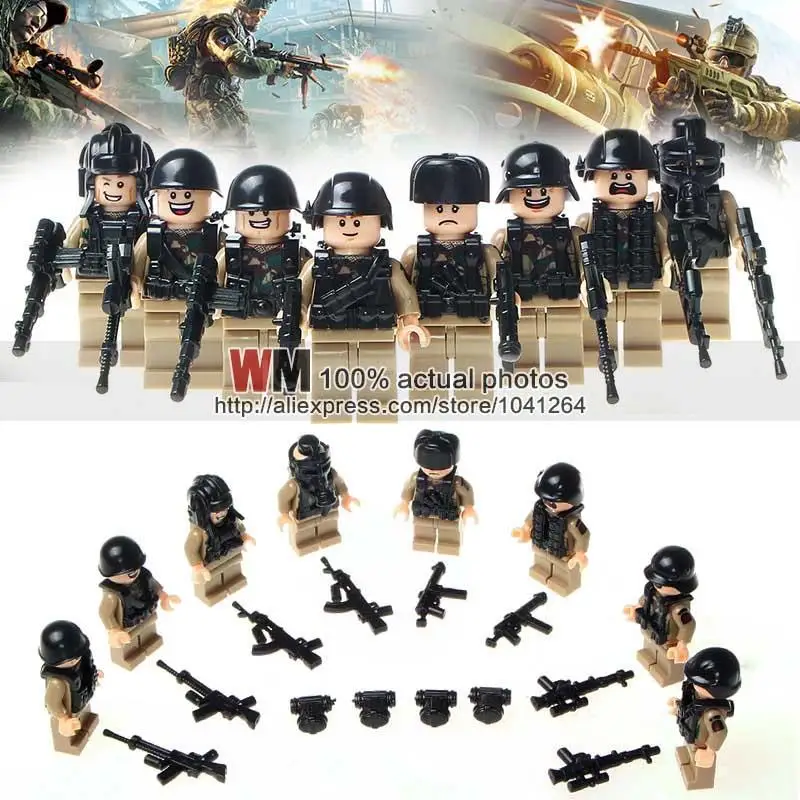 8pcs/lot PGPJ7002 MOC World War II Swat and Military Soliders with Weapon Building Block Children Birthday Gift Toys
8pcs/lot PGPJ7002 MOC World War II Swat and Military Soliders with Weapon Building Block Children Birthday Gift Toys