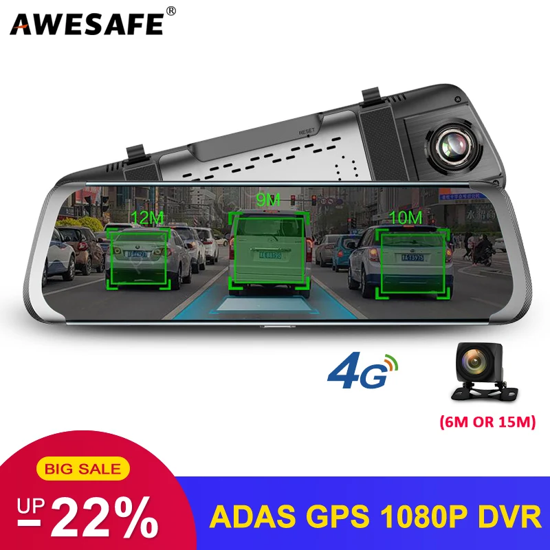 AWESAFE 4G Car DVR 10" Stream Media Dual Lens Video Recorder FHD 1080P Dash cam Android WiFi GPS ADAS Bluetooth Rearview Mirror
AWESAFE 4G Car DVR 10" Stream Media Dual Lens Video Recorder FHD 1080P Dash cam Android WiFi GPS ADAS Bluetooth Rearview Mirror