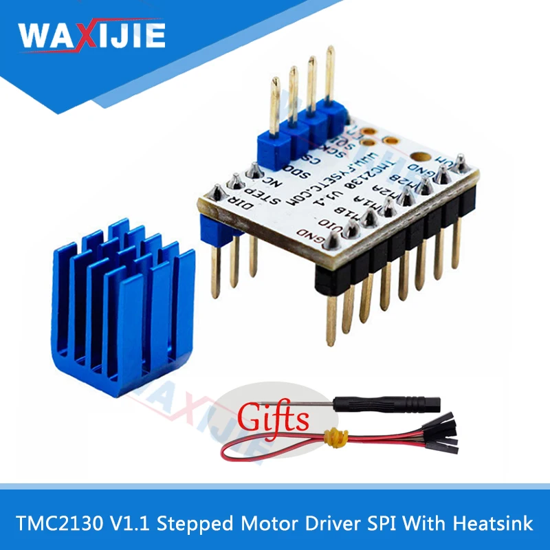 TMC2130 V1.1 Super Mute SPI Stepstick Step Motor Driver With Heatsink Built-in Power Tube Driver Current 1.2A Peak Current 2.5A
TMC2130 V1.1 Super Mute SPI Stepstick Step Motor Driver With Heatsink Built-in Power Tube Driver Current 1.2A Peak Current 2.5A