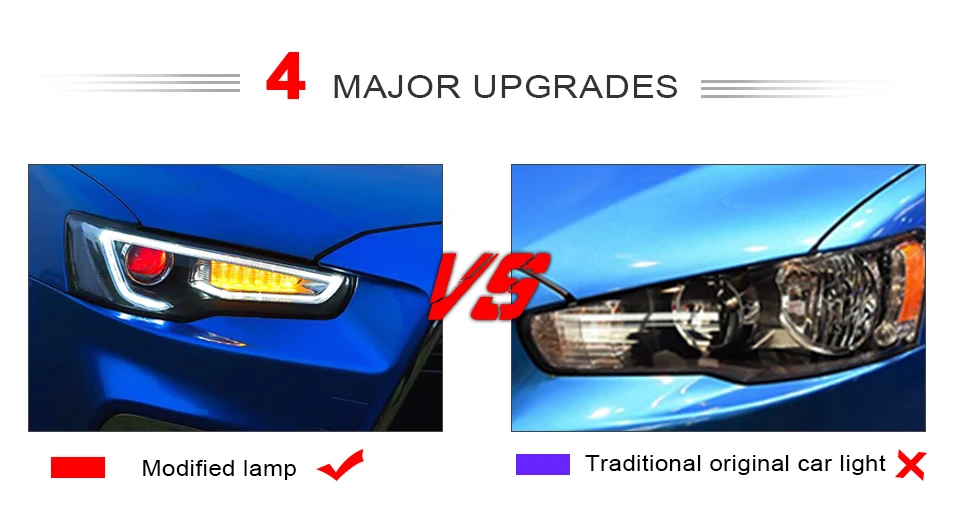AcooSun For Mitsubishi Lancer EVO X 2008-2017 Car Headlight Assembly LED DRL Turn Signal Xenon HID Projector Lens Plug and Play (5)