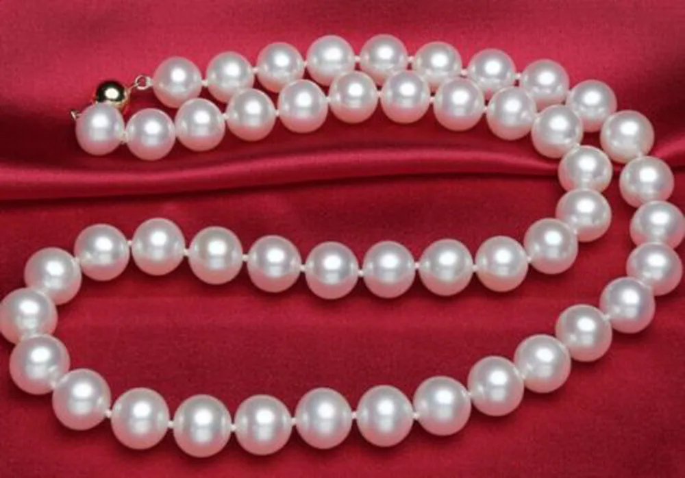 beautiful 9-10mm White Sea Pearl Necklace 18" AAA | Украшения и аксессуары