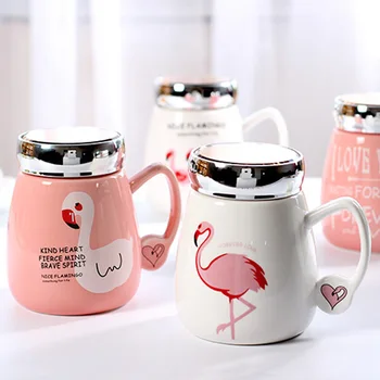 Cute Cartoon Flamingos Coffee Mugs with Lids Ceramic Breakfast Milk Cup Crystal Glass lid 400ml Drinkware Tea Cups
Cute Cartoon Flamingos Coffee Mugs with Lids Ceramic Breakfast Milk Cup Crystal Glass lid 400ml Drinkware Tea Cups