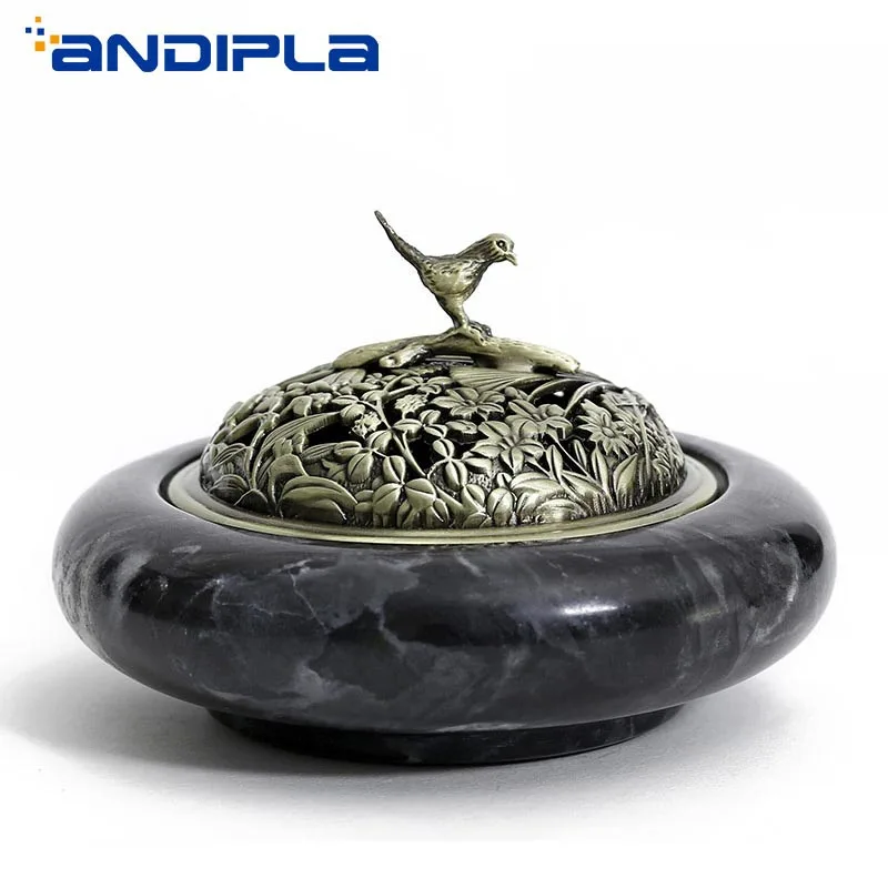 Vintage Sandalwood Incense Burner Stone Alloy Openwork Flowers Bird Lid Joss Incense Holder Agarwood Aroma Incense Coil Censer
Vintage Sandalwood Incense Burner Stone Alloy Openwork Flowers Bird Lid Joss Incense Holder Agarwood Aroma Incense Coil Censer
