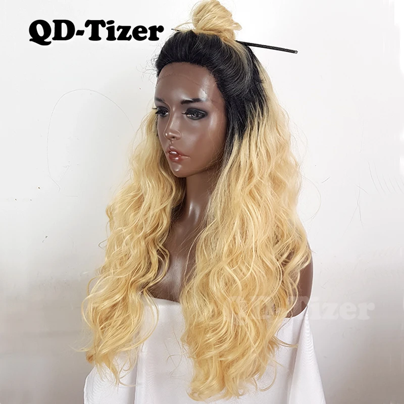 QD-Tizer светлые свободные волнистые парики с кружевом спереди Длинные Ombre 613