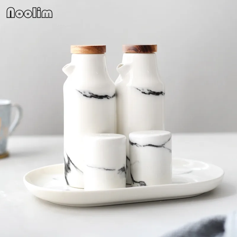 NOOLIM 5Pcs/Set Marble Ceramic Oil Vinegar Sauce Pot Dispenser Soy Bottle Seasoning Pepper Spices Jar Kitchen Storage Best Gifts
NOOLIM 5Pcs/Set Marble Ceramic Oil Vinegar Sauce Pot Dispenser Soy Bottle Seasoning Pepper Spices Jar Kitchen Storage Best Gifts