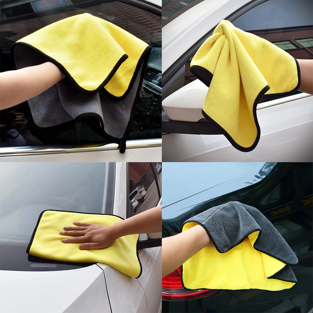 Hviero Auto Care Wash Tools 800gsm 45cmx38/30cmx30cm Thick Plush Microfiber Car Cleaning Car Microfibre Wax Polishing Detailing Towels