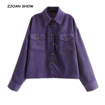 2018 New Women Autumn Solid Color Single-Breasted Corduroy Jacket Purple Vintage Lapel Drop Long Sleeve Loose Coat Outerwear
2018 New Women Autumn Solid Color Single-Breasted Corduroy Jacket Purple Vintage Lapel Drop Long Sleeve Loose Coat Outerwear