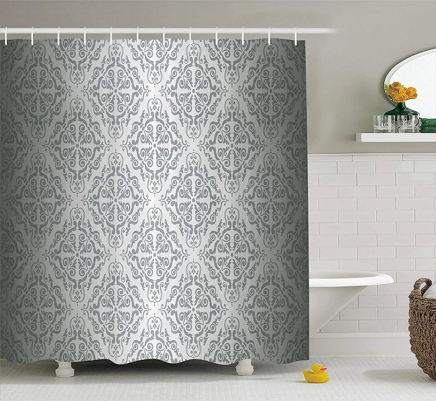 Silver Shower Curtain Vintage Mandala Baroque Patterns Monochrome Victorian Antique Ornaments Retro Damask Fabric Bathroom Decor
Silver Shower Curtain Vintage Mandala Baroque Patterns Monochrome Victorian Antique Ornaments Retro Damask Fabric Bathroom Decor