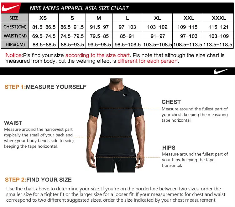 nike men's shirt size guide