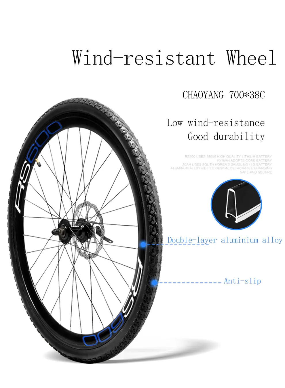 Perfect LANKELEISI RS600 E-Bike, 36V 15Ah lithium Battery, 300W High-speed Motor, 700*38C Rubber Tires, High-cabon Steel Frame 7