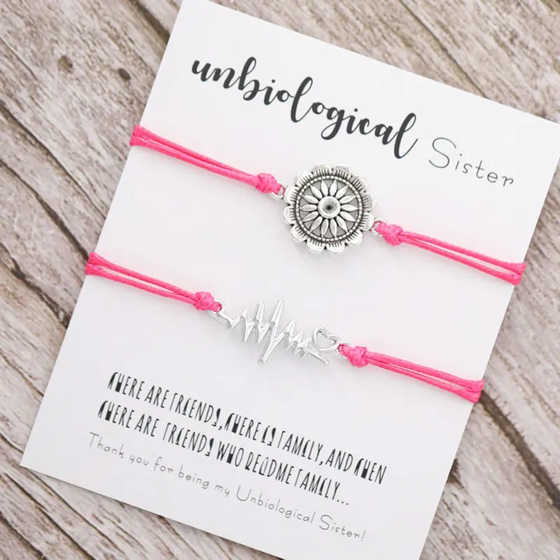 2pcs/set Unbiological Sister Bracelet Best Friends Friendship Bracelets for Sisters Flower Heartbeat Bracelet Jewelry Gifts
2pcs/set Unbiological Sister Bracelet Best Friends Friendship Bracelets for Sisters Flower Heartbeat Bracelet Jewelry Gifts
