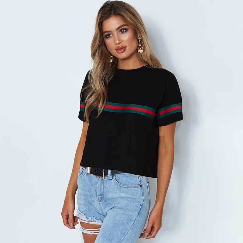 Women Summer Harajuku Short Sleeve Female Tops Shirts Teeround Collar Red Ribbon Splice Short Sleeve Letter Printed T-shirt 2019
Women Summer Harajuku Short Sleeve Female Tops Shirts Teeround Collar Red Ribbon Splice Short Sleeve Letter Printed T-shirt 2019