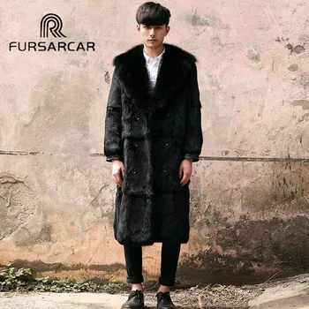 FURSARCAR Fashion Natural Rex Rabbit Fur Jacket With Fox Fur Collar For Men 2018 New Black 100cm Long Thick Warm Coat
FURSARCAR Fashion Natural Rex Rabbit Fur Jacket With Fox Fur Collar For Men 2018 New Black 100cm Long Thick Warm Coat