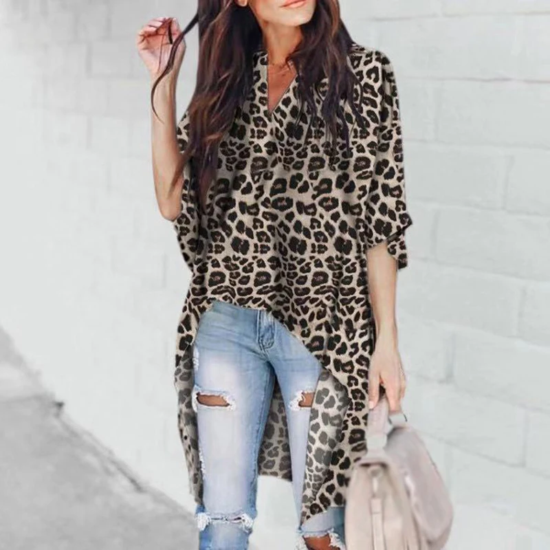 New Fashion Irregular Loose Blouse Ladies Raglan Sleeve Leopard V-Neck Plus Size Tops
New Fashion Irregular Loose Blouse Ladies Raglan Sleeve Leopard V-Neck Plus Size Tops