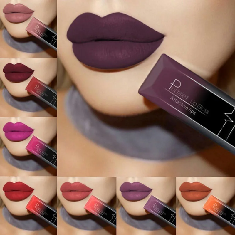 Фото PUDAIER Waterproof Velvet Liquid Lipstick Sexy Red Lip Tint 21 Colors Make up Long Lasting maquiagem Matte Nude Glossy Lipgloss | Красота и