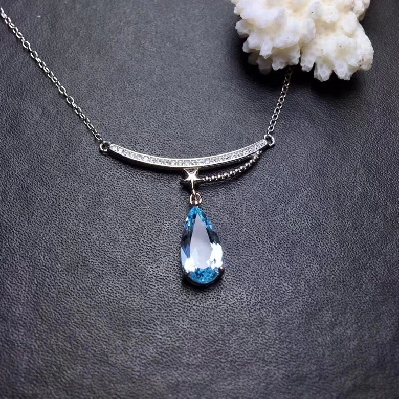Elegant Water drop Row Stars natural blue topaz gem necklace natural gemstone pendant necklace S925 silver girl party jewelery
Elegant Water drop Row Stars natural blue topaz gem necklace natural gemstone pendant necklace S925 silver girl party jewelery