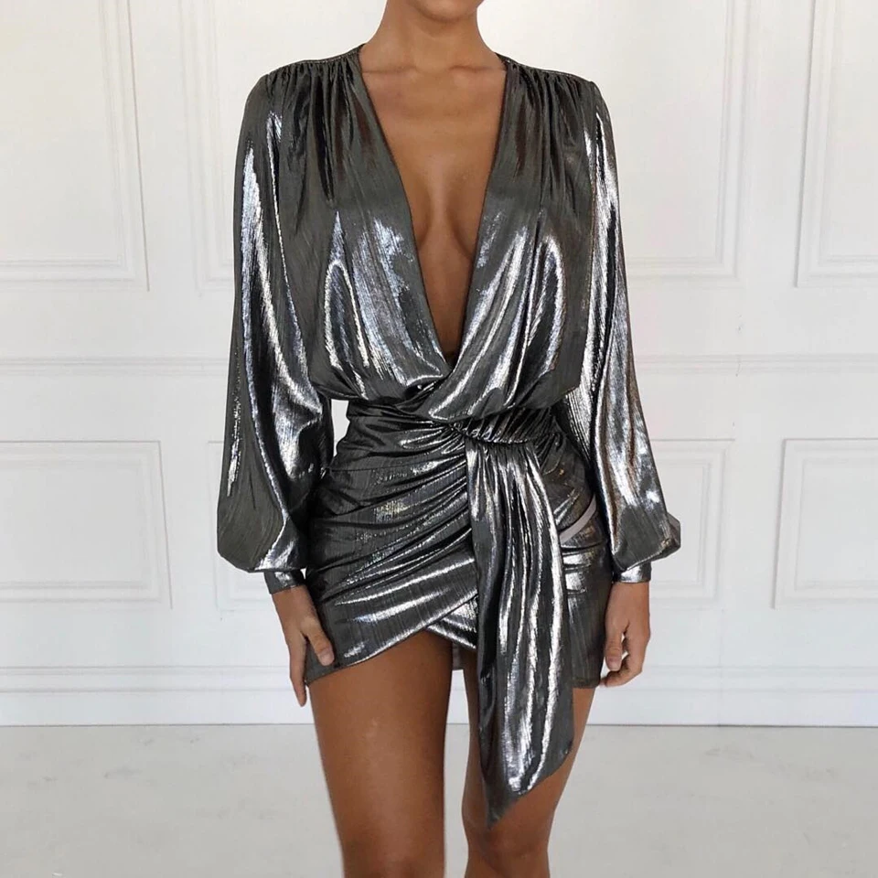 Metallic Draped Mini Dress (4)
