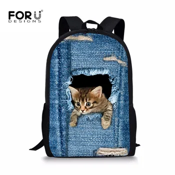 FORUDESIGNS Cute 3D Animal Cat Denim Backpacks Kids Girls Orthopedic Casual Travel Rucksack for Children Student School Mochila
FORUDESIGNS Cute 3D Animal Cat Denim Backpacks Kids Girls Orthopedic Casual Travel Rucksack for Children Student School Mochila