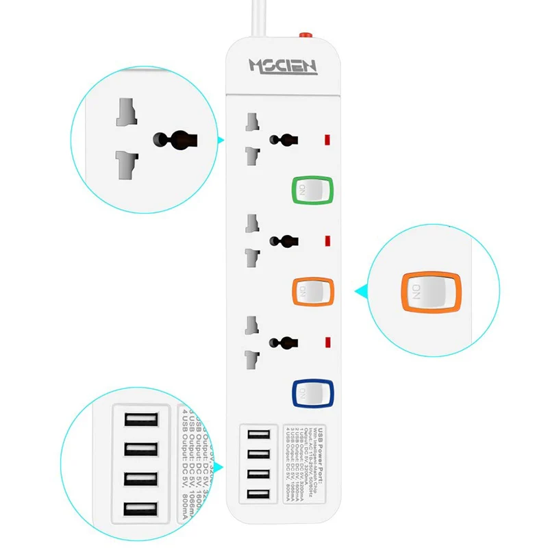 Travel Extension lead with USB to EU 3 Way Individually Switched Socket 4 USB Ports Surge Protection Power Strip 1.8 M Extension
Travel Extension lead with USB to EU 3 Way Individually Switched Socket 4 USB Ports Surge Protection Power Strip 1.8 M Extension