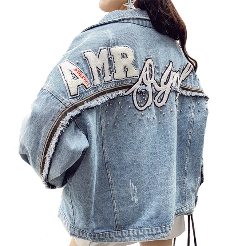 Fashion Large size Denim Jacket Students Tops 2019 Spring Autumn Loose Embroidery Windbreaker Women Beading Jeans Coats A2648
Fashion Large size Denim Jacket Students Tops 2019 Spring Autumn Loose Embroidery Windbreaker Women Beading Jeans Coats A2648
