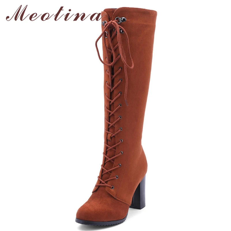 Meotina Autumn Knee High Boots Women Zipper Square Heels Long Boots Lace Up Super High Heel Tall Shoes Lady Winter Plus Size 43
Meotina Autumn Knee High Boots Women Zipper Square Heels Long Boots Lace Up Super High Heel Tall Shoes Lady Winter Plus Size 43