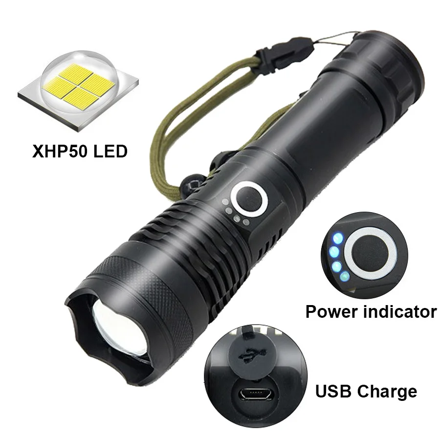 USB Rechargeable zoom flashlight torch XHP50 LED Zoomable 26650 18650 AAA battery Work light lantern for Camping Hiking Hunting
USB Rechargeable zoom flashlight torch XHP50 LED Zoomable 26650 18650 AAA battery Work light lantern for Camping Hiking Hunting