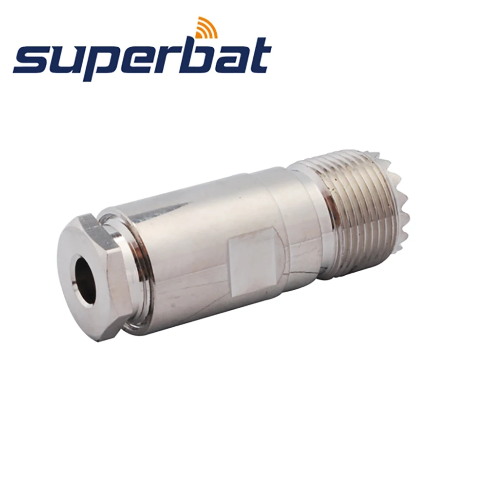 

Superbat UHF SO239 Female Connector 50 ohm Clamp Straight RF Coaxial Connector for Cable LMR195 RG58,RG400,RG142