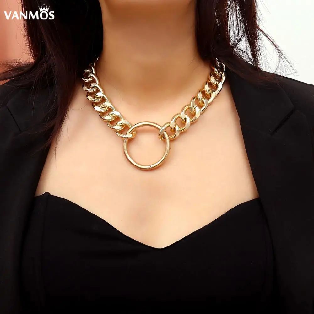 Vanmos Punk Style Miami Thick Chain Big Circle Pendant Necklace Women Statement Neck Collar Trendy Party Jewelry Aluminum Chain
Vanmos Punk Style Miami Thick Chain Big Circle Pendant Necklace Women Statement Neck Collar Trendy Party Jewelry Aluminum Chain