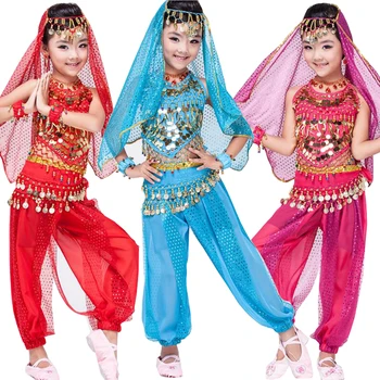 4Pcs Hot Selling Belly Dance Performance Bollywood Indian Child Costume Indian Ballroom Dance Costumes For Girls
4Pcs Hot Selling Belly Dance Performance Bollywood Indian Child Costume Indian Ballroom Dance Costumes For Girls