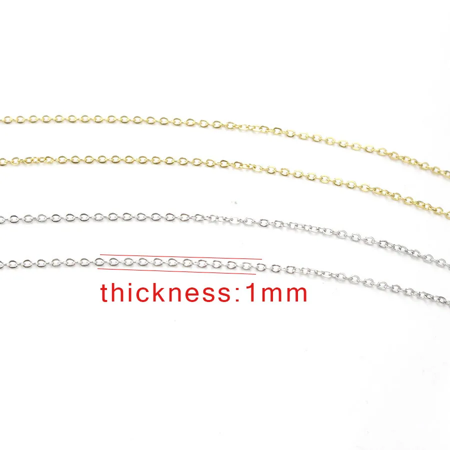 Fnixtar Thickness 1mm Stainless Steel /Gold Color Chain Necklace For Small Hole Size Bead Pendant DIY 10 Piece/lot | Украшения и