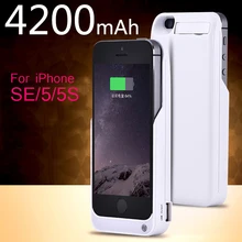 Charger case for iPhone 5,5C,5S,SE 4200mAh backup battery Wireless Charging Power Bank Portable external power phone case