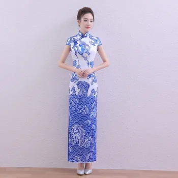 White Blue Cheongsam Modern Qipao Long Chinese Wedding Dress Women Traditional Evening Gown Oriental Elegant Party Dresses
White Blue Cheongsam Modern Qipao Long Chinese Wedding Dress Women Traditional Evening Gown Oriental Elegant Party Dresses